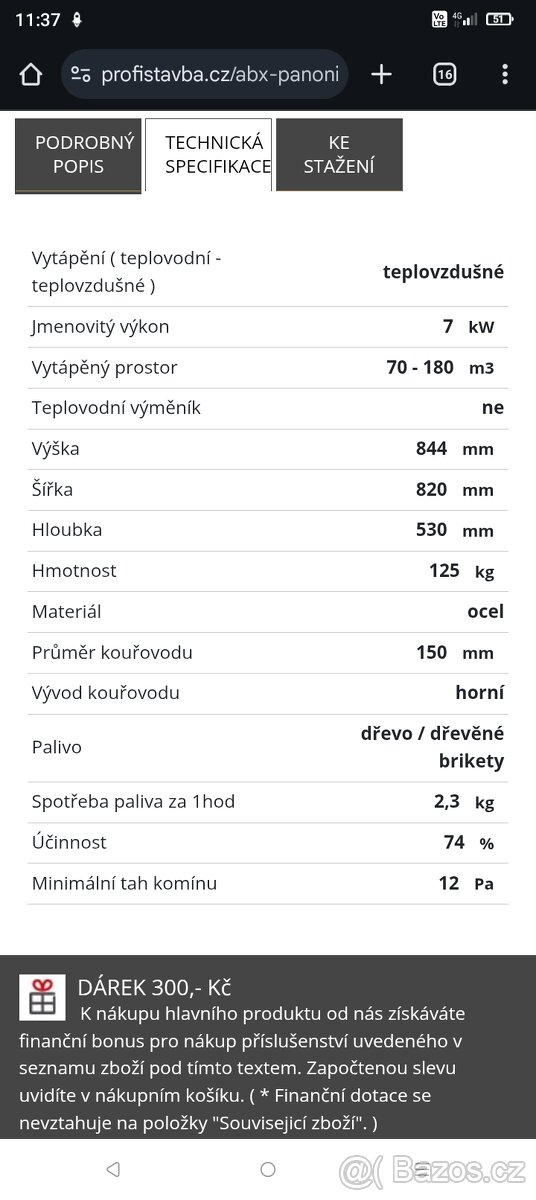 Krbová kamna ABX Panonie
