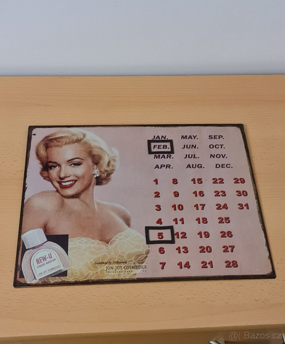 Vecny kalendar Marylin Monroe. Metal s magnety