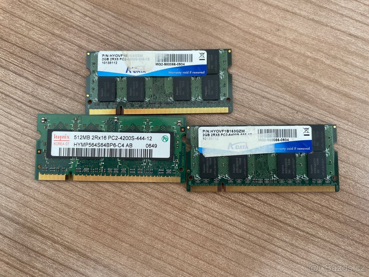 DDR2 notebook ramky 512Mb a 2Gb PC2