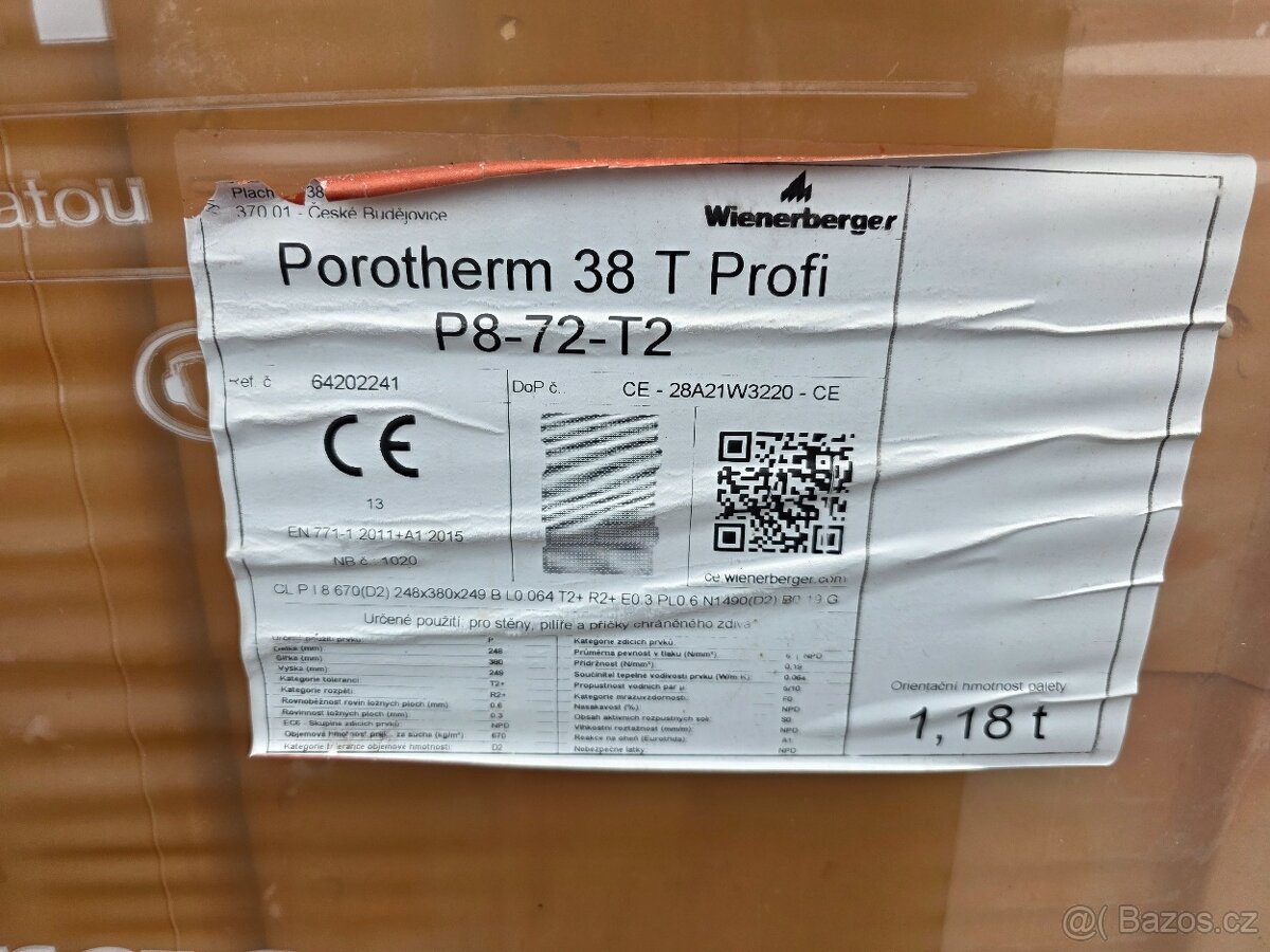 Cihly Porotherm 38T profi broušené