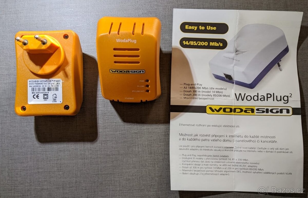 Prodám WODAPLUG adaptéry na přenos internetu po zásuvce 220V