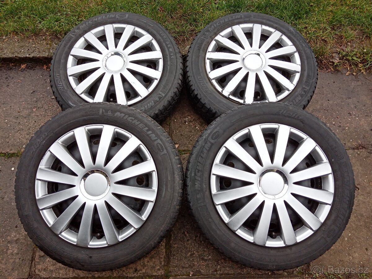 Zimní kola 15ky 4x100 pneu 90% RENAULT NISSAN DACIA -dobírka