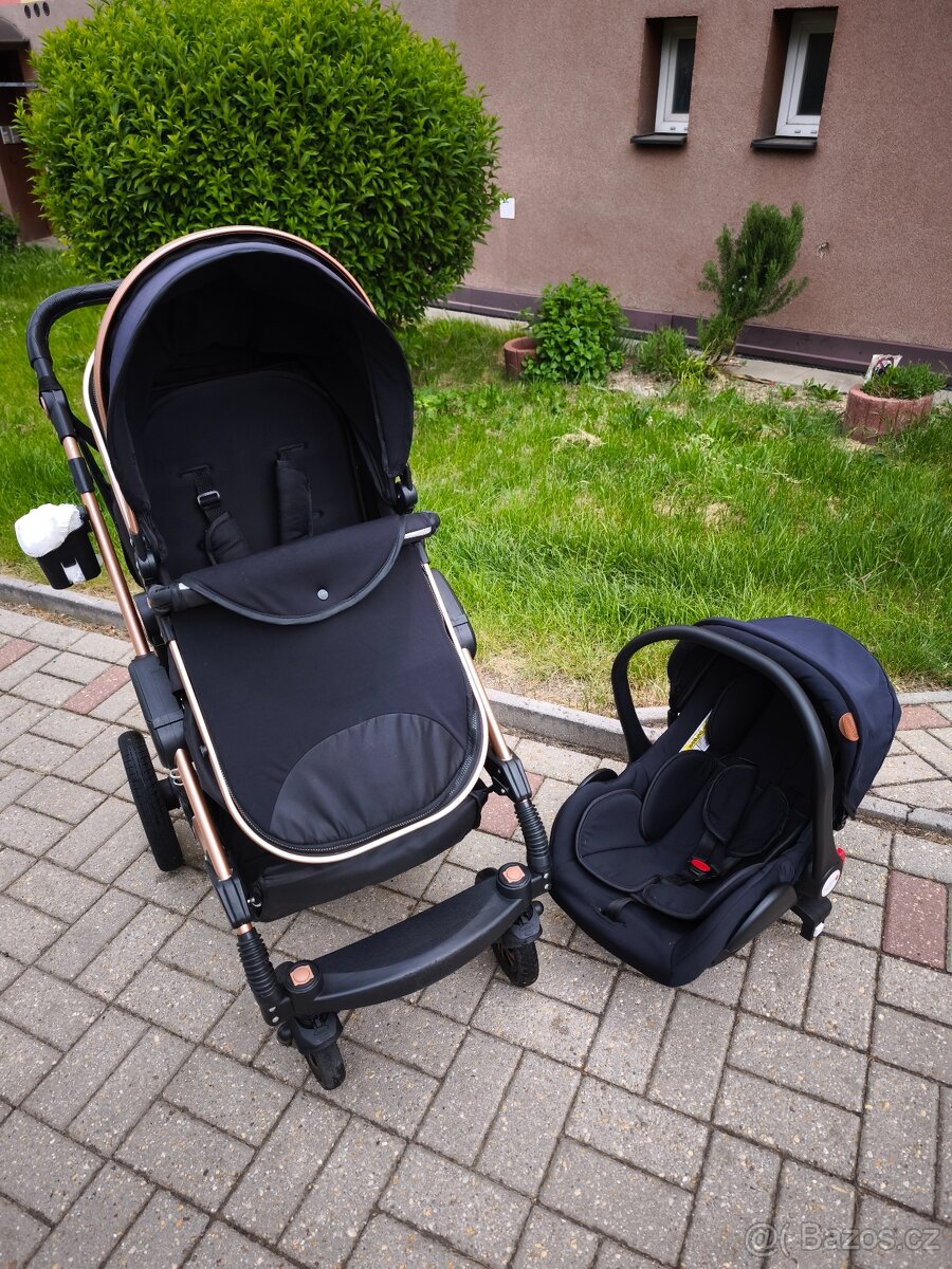 Kočárek 3v1 rosegold