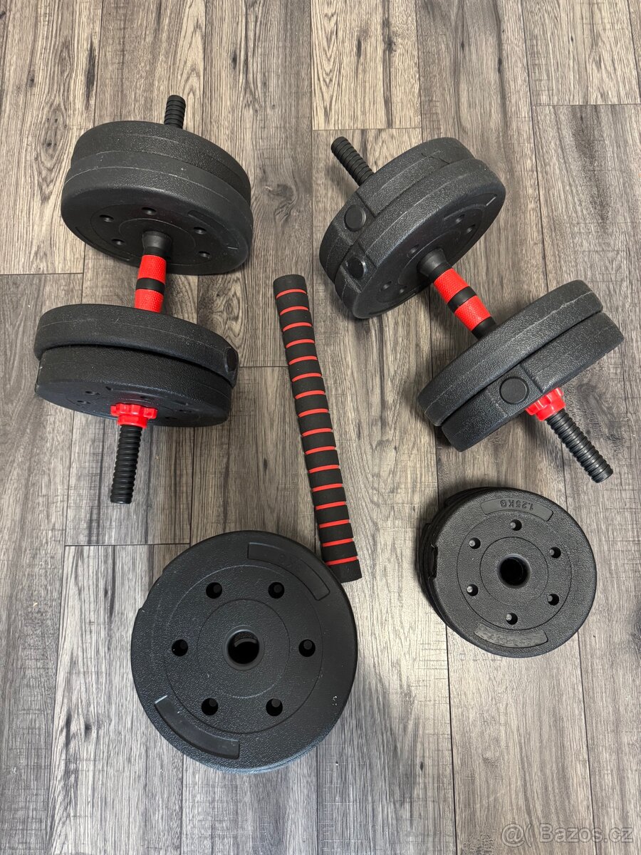 Sada nastavitelných činek a osy – celková hmotnost 40 kg.