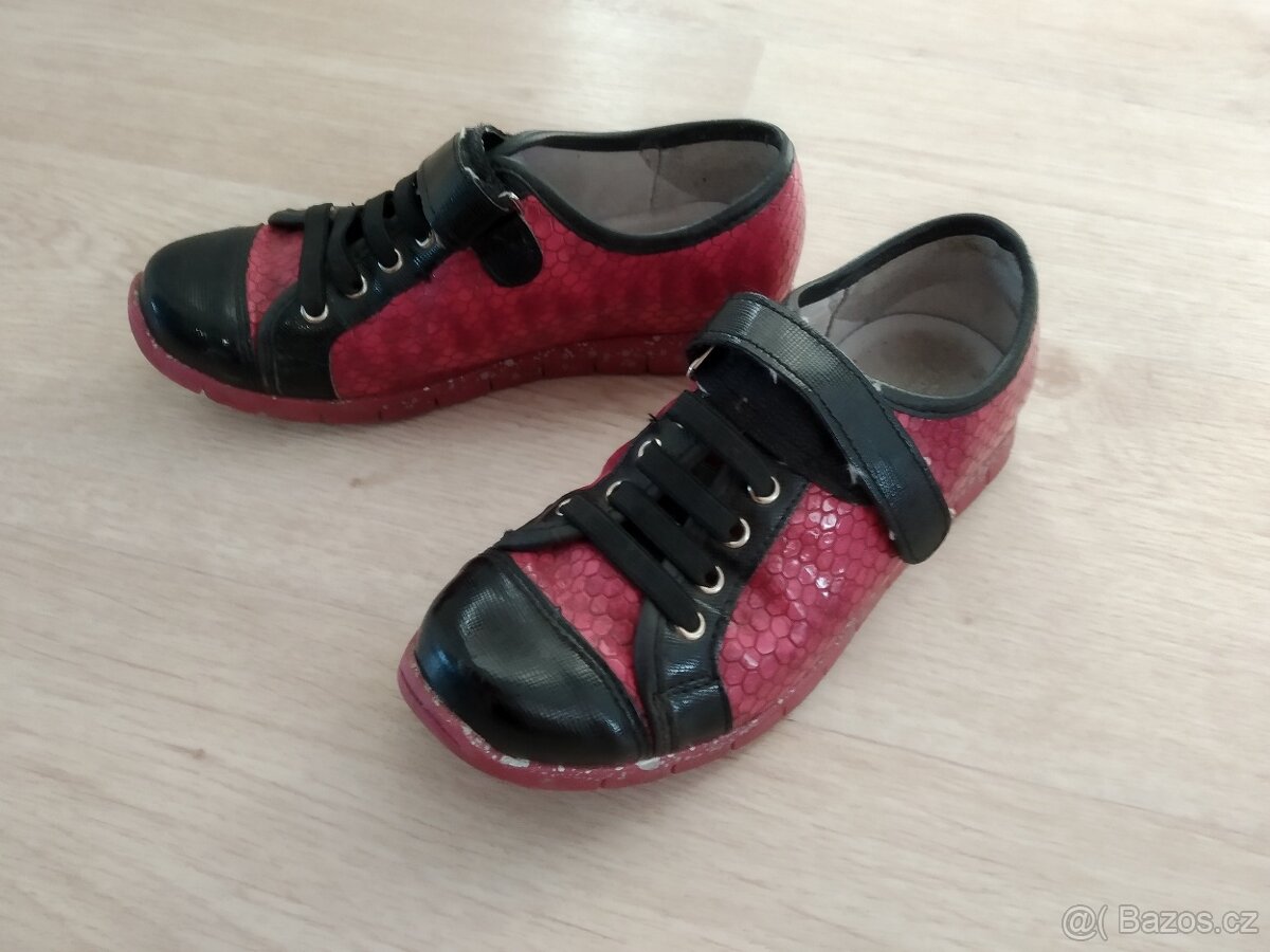 Dětské/dívčí polobotky, růžovo-černé, vel. 31