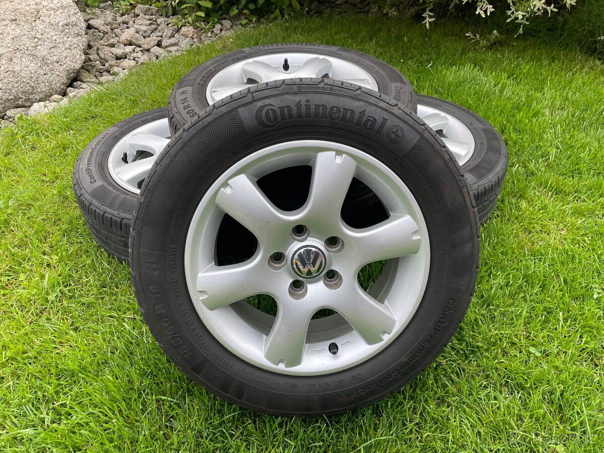Prodám-Sadu Alu VW 5x100mm, ET43, R14,185/60R14