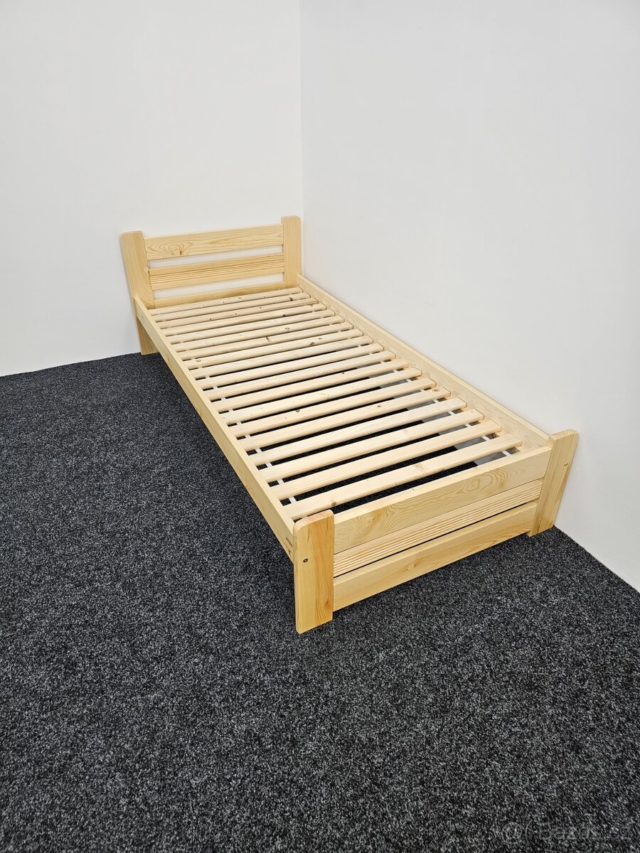 Prodám Nové postele zvýšené s roštem 80 či 90x200cm.