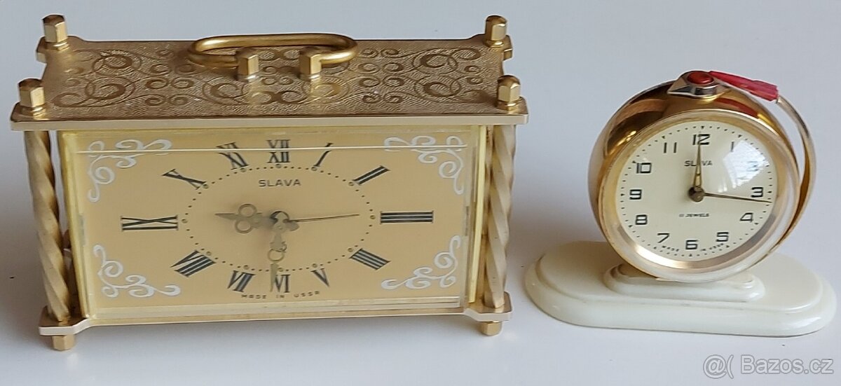 Dva ruské budíky Slava - zachovalé, testované