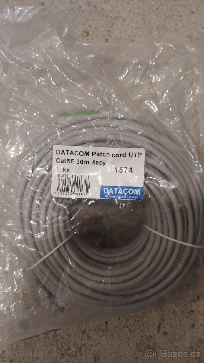 Patch kabel cat5e 30m sedy