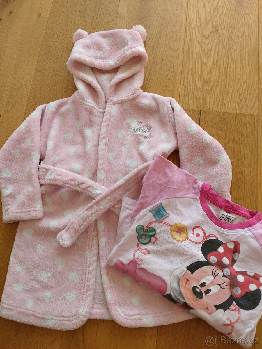 Župan srdíčka + pyžamo Minnie (set) vel. 86