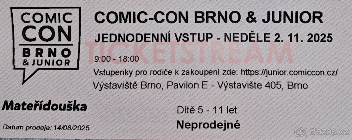 Dětská vstupenka na COMIC-CON BRNO & JUNIOR