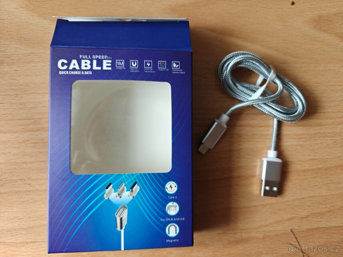 Magnetický micro USB 2.0, A-B nabíjecí a datový kabel 1m, st