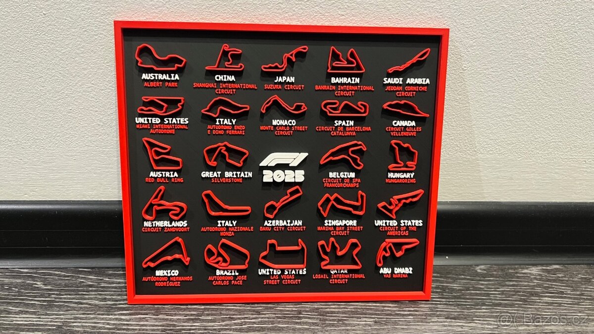 3d tisk Kalendář formule 1 2025