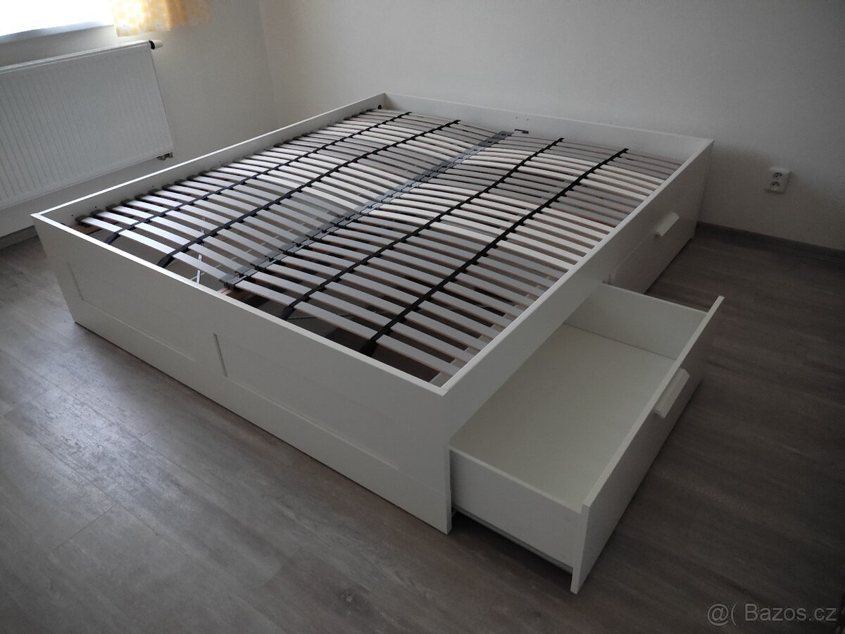 IKEA BRIMNES-nová postel s úložnými díly