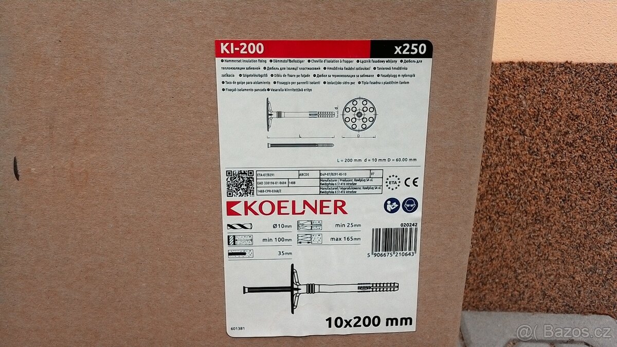 Fasádní hmoždinka Koelner 2Kč. za Kus.