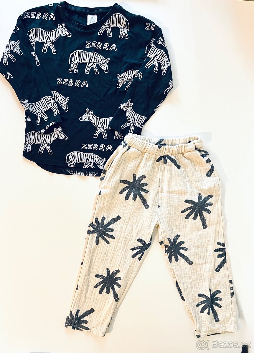 Set tričko Lindex a mušelinové kalhoty Zara, vel. 110/116