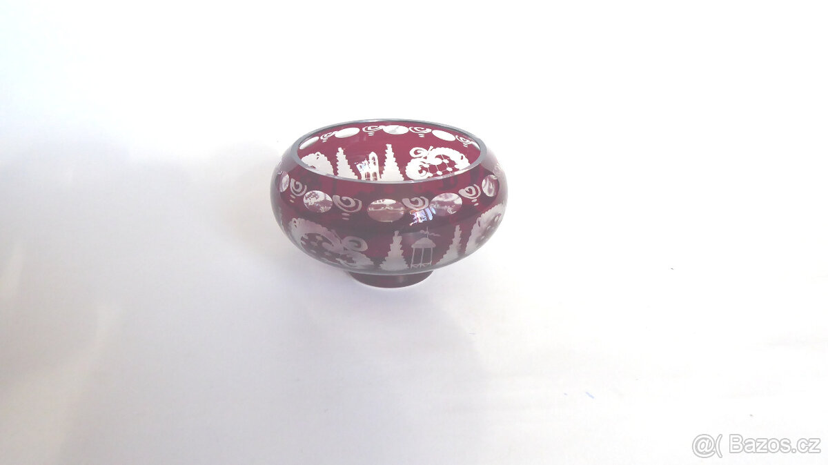 A166_ Cukřenka, sklo, broušená, retro, cca 1960