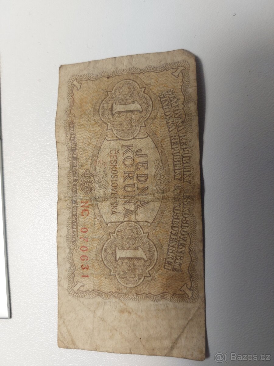 Jedna koruna Československá 1953