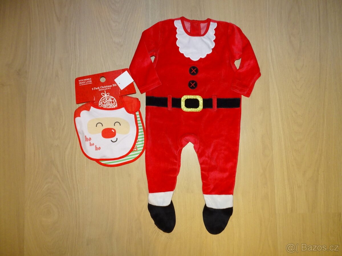 Vánoční overal 9-12m + nové bryndáky