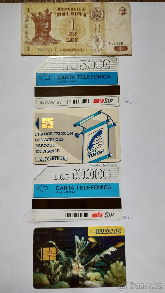 Telefonní karty atd.