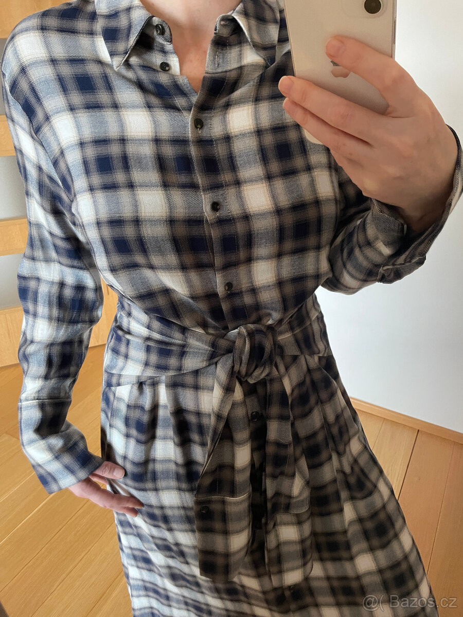 Nové dlouhé košilové kostkované šaty Top Shop, vel. 42