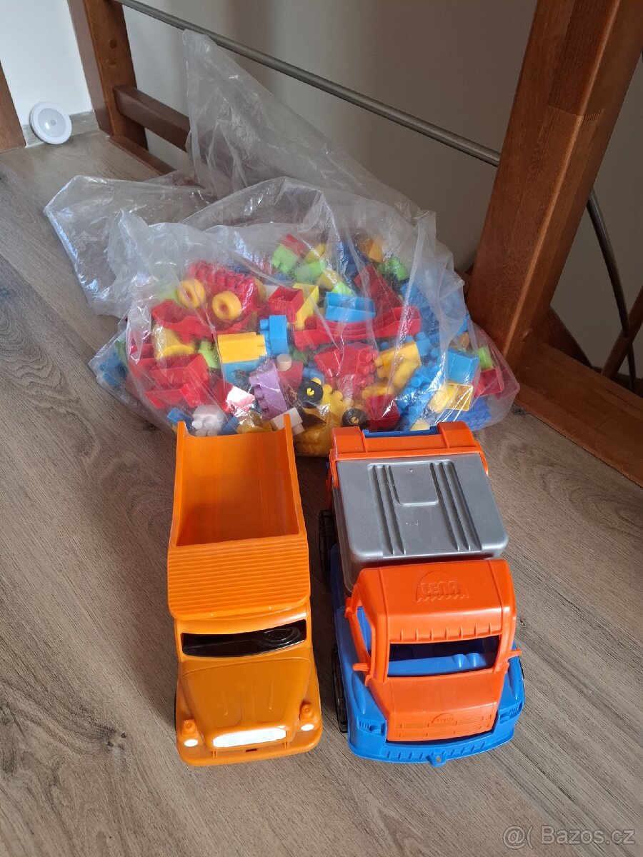 Lego duplo+popelaři LENA+Tatra+dřevěný vlak