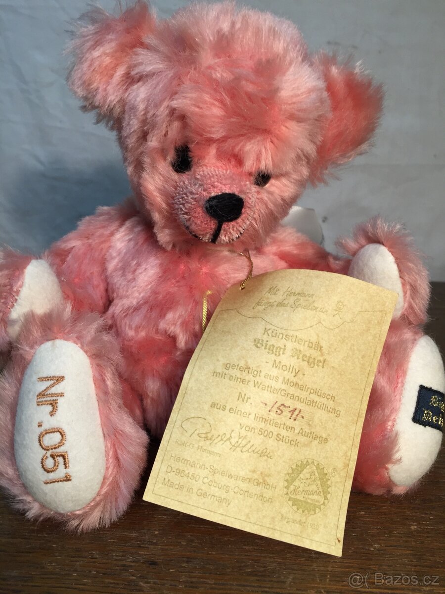 Hermann medvídek s knoflíkem štítkem limit edice číslo