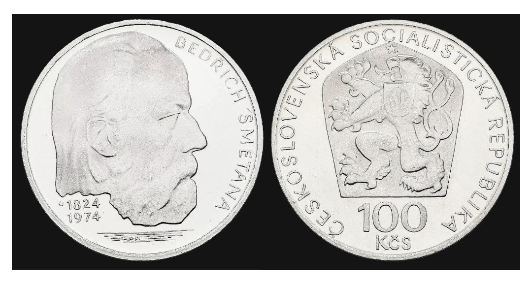 100kc Smetana 1974 stříbrná