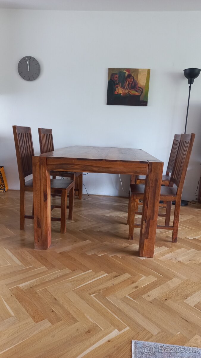 jidelni stůl + 4 židle masiv palisandr