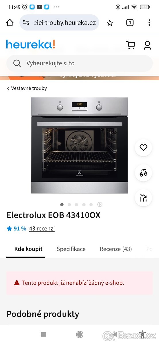pečící vestavná trouba Electrolux