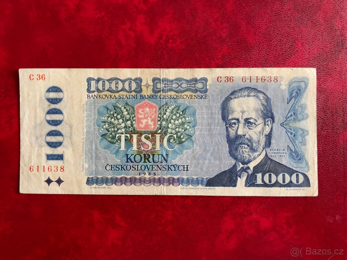 Bankovka 1000 Kčs 1985