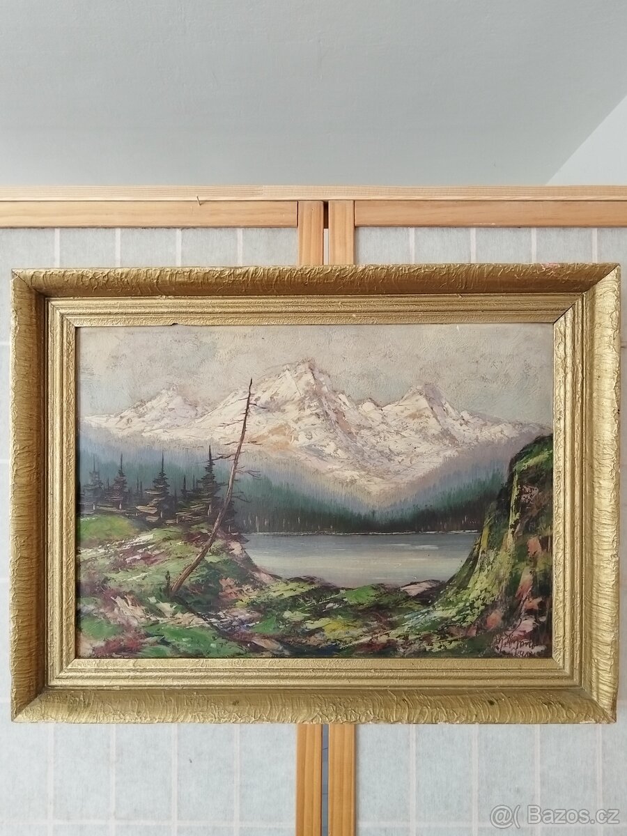 obraz TATRANSKÁ KRAJINA, olej, Jan Boža Pospíšil 1940