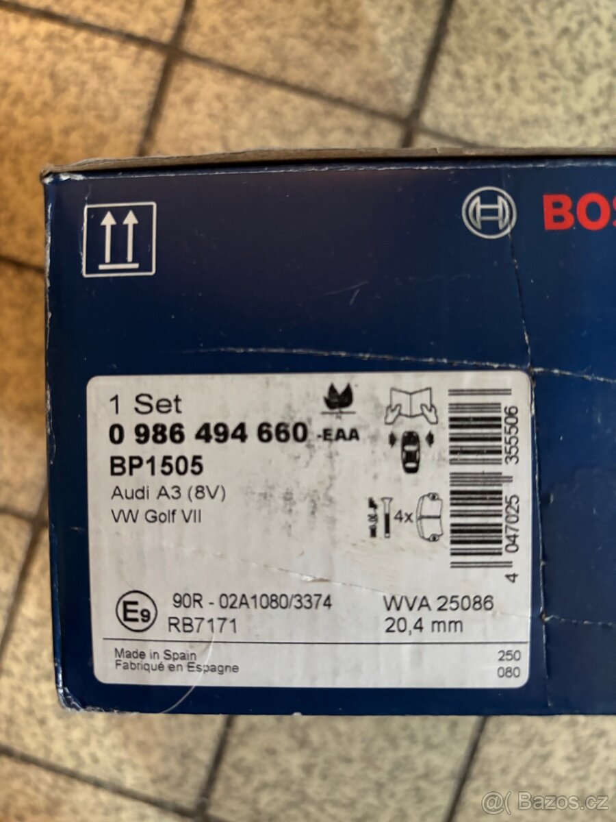 Brzdové destičky Bosch - VW Golf 7. , AUDI A3 8V