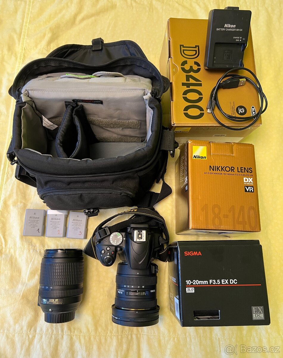 Nikon D3400+Nikkor 18-140mm+Sigma 10-20mm+fotobrasna