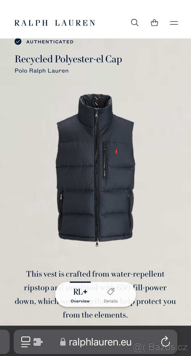 Péřová vesta Polo Ralph Lauren černá barva