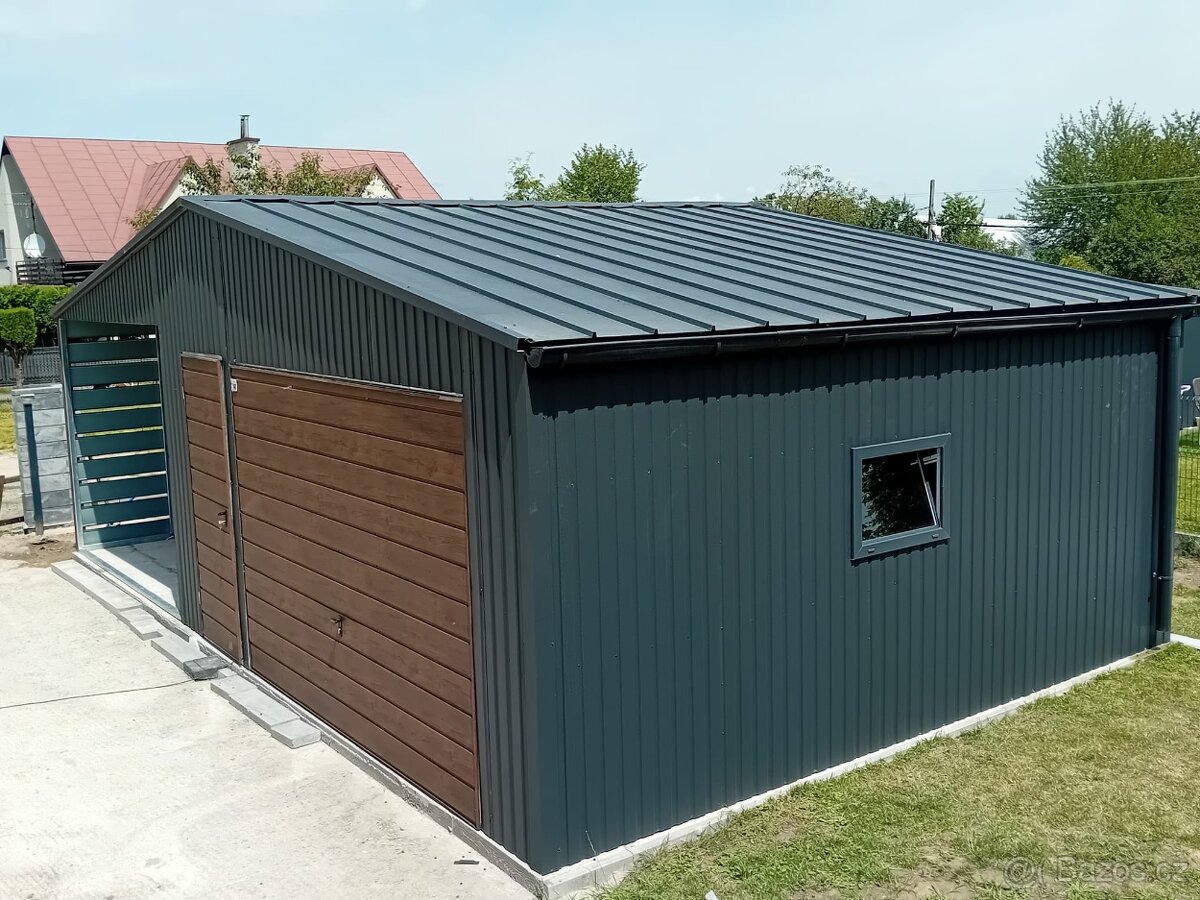 Plechová garáž 5,5 + 3,5mx5,5m