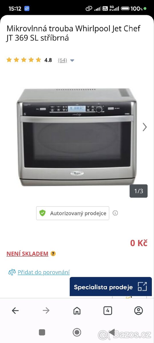 Mikrovlnka whirlpool JT 369