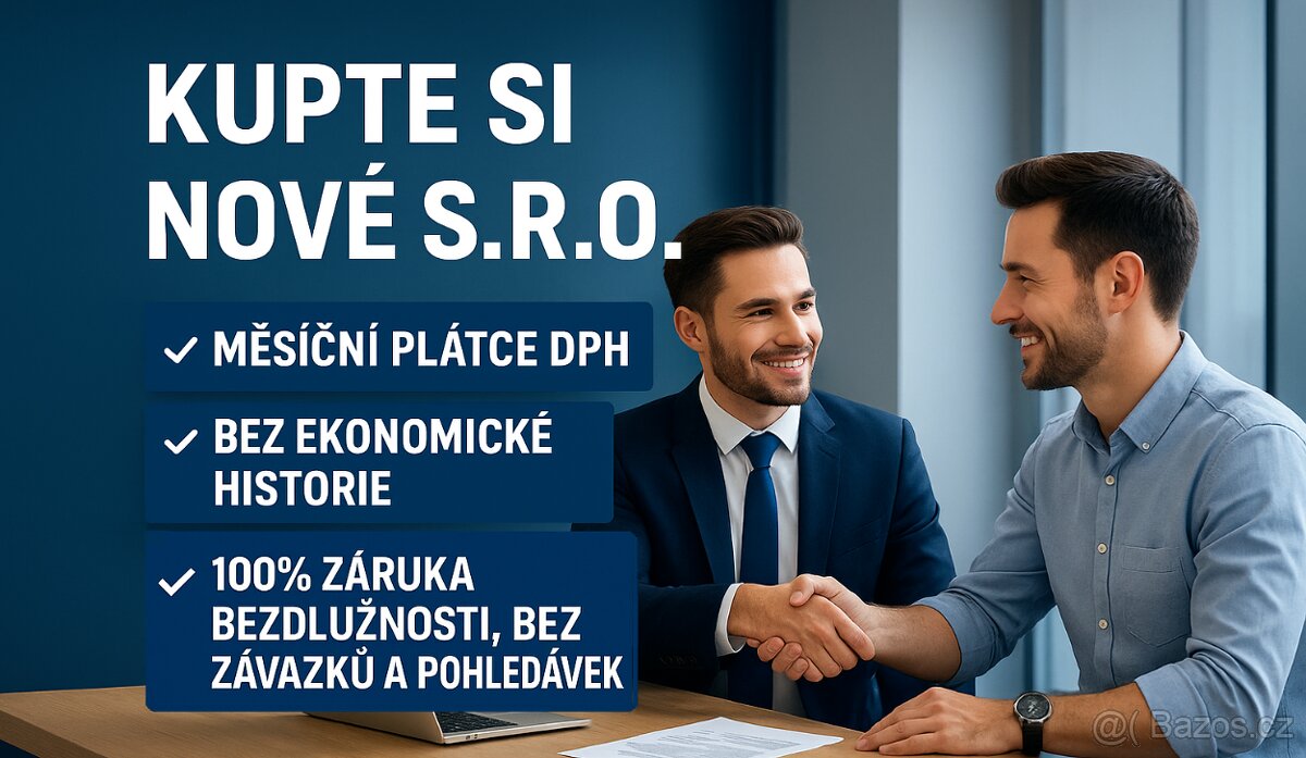 Prodám nové s.r.o. měs. plátce DPH bez historie