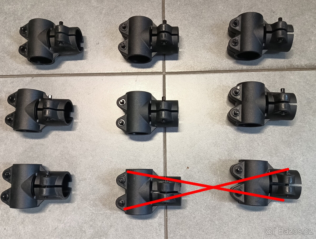 čierne trubky, rúrky, clampy na bicie