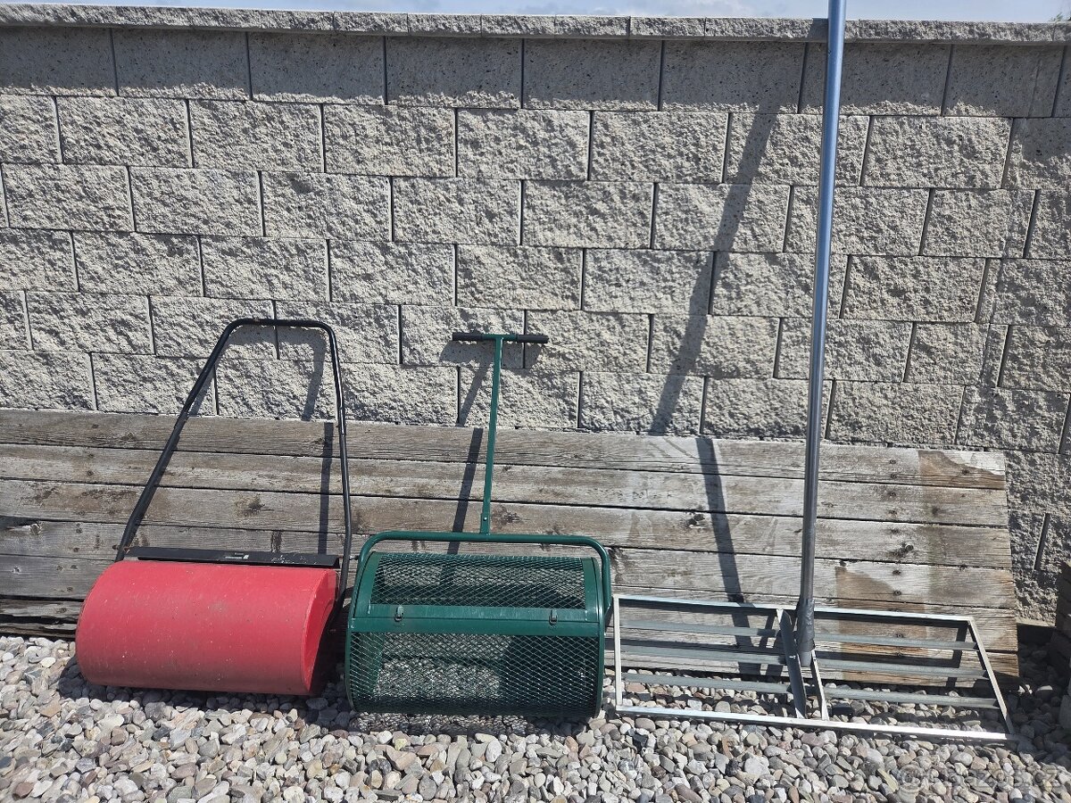 Nivelační hrábě, válec na substrát,válec,kultivátor. PŘEDBOJ