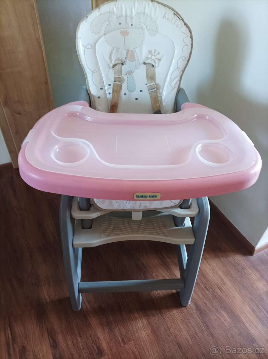 Jídelní židlička Baby Mix 2v1 růžová