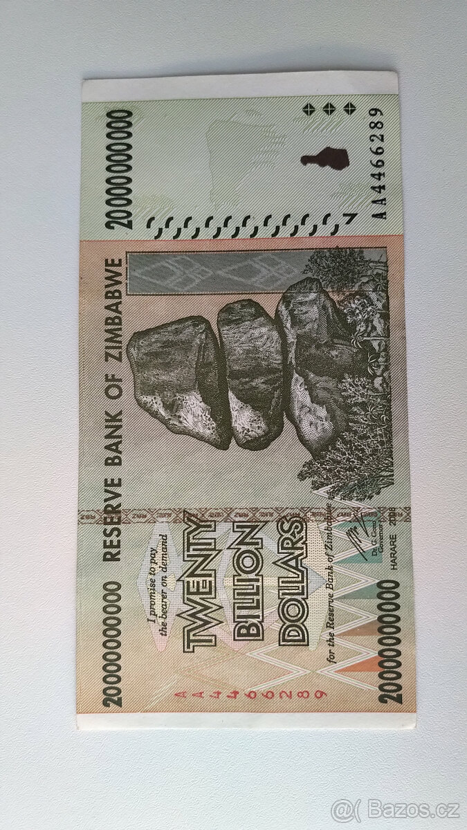Bankovka Zimbabwe 20 miliard dolaru