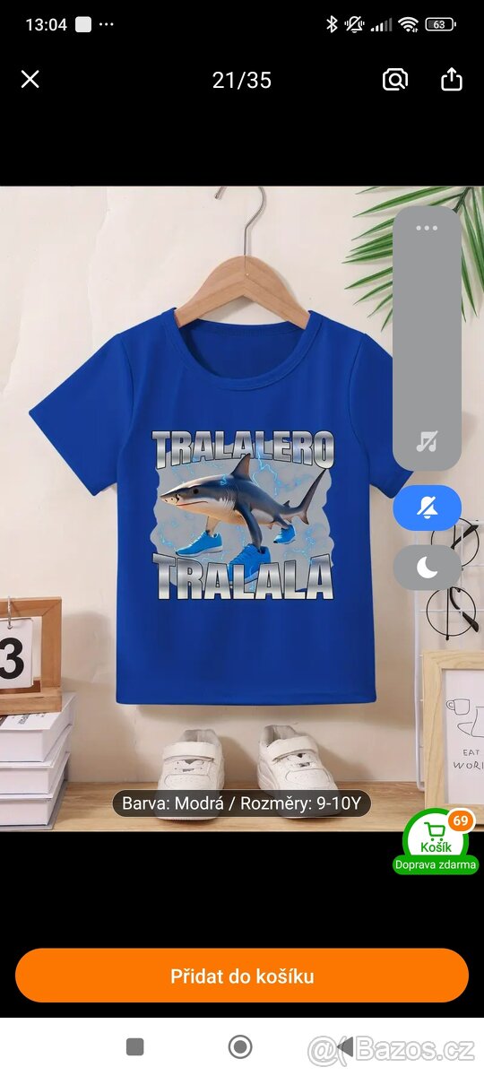 Triko brainrot dětské Tralalero tralala 140