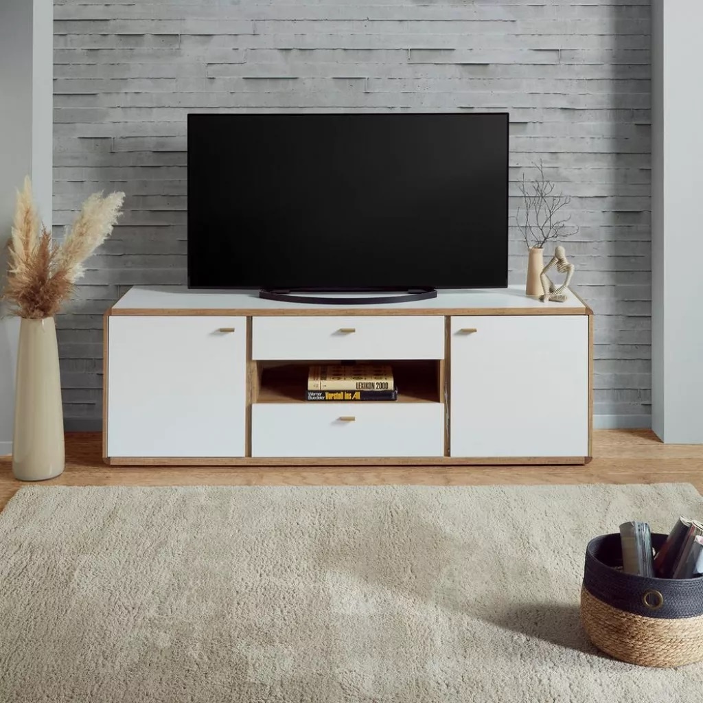 Moderní TV stolek bílá/dub PC 9000 KČ