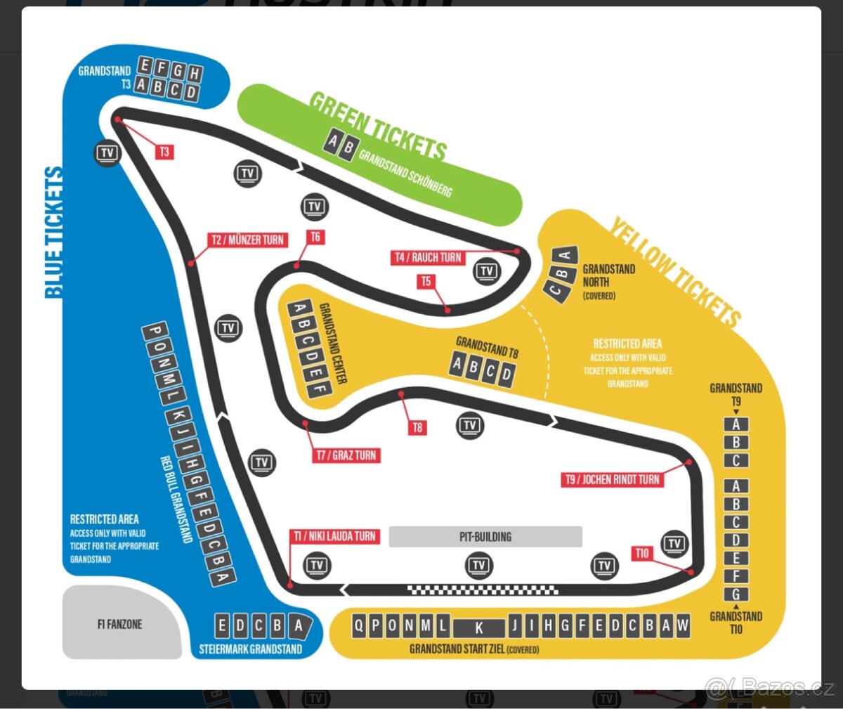 Lístek na F1 Rakousko 2025 tribuna T3 víkendová