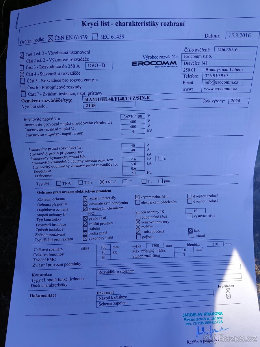 Staveništní rozvaděč EROCOM 40 A nový - antoníček