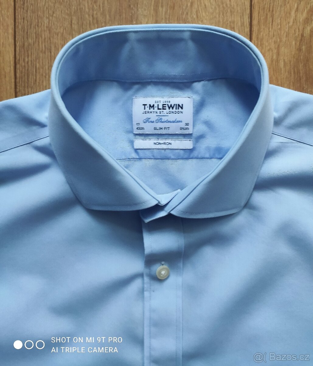 PÁNSKÁ KOŠILE T.M.LEWIN MODRÁ VELIKOST 43 SLIM FIT