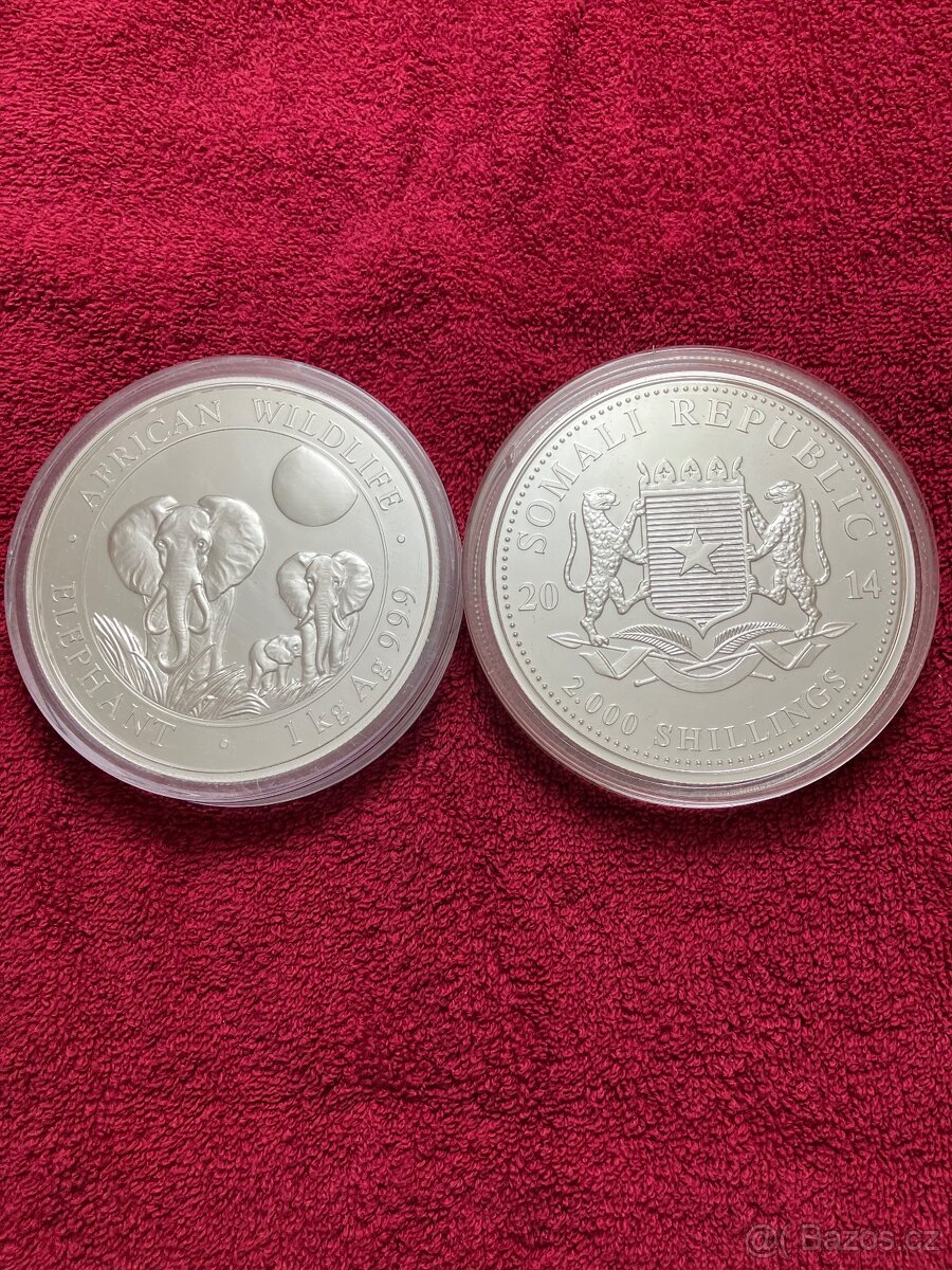 Stříbrná investiční mince 1 kg "Somálský slon".