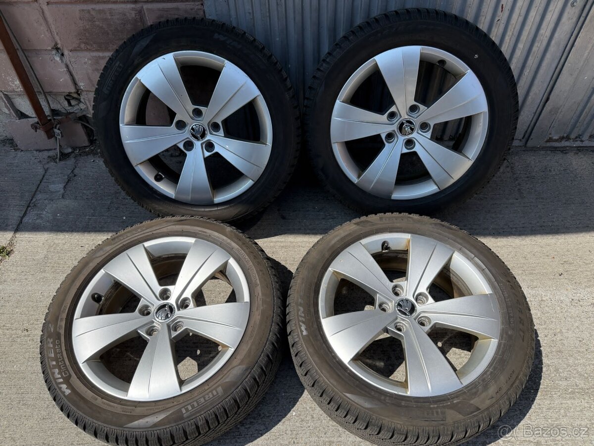 17" Elektrony SKODA 5x112 so zimnymi pneu 215/55 R17