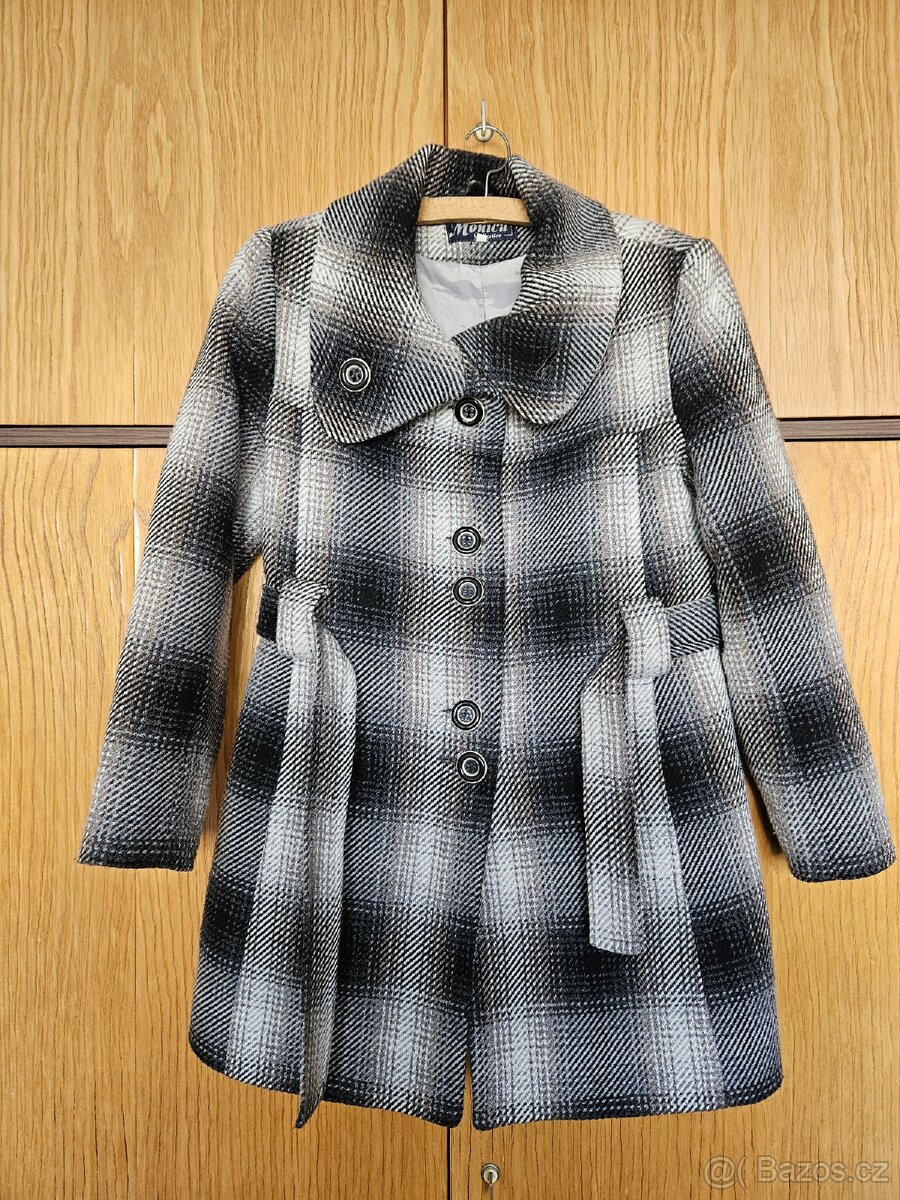 vlněný kostkovaný dámský kabát, 70%